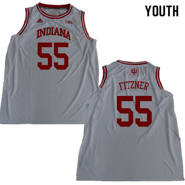 Youth #55 Evan Fitzner Indiana Hoosiers College Basketball Jerseys Sale-White - Click Image to Close